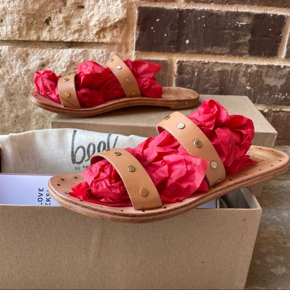 Beek Sandals Studded Leather Slides Brown Straps Summer Shoes Womens 7 - Picture 11 of 11